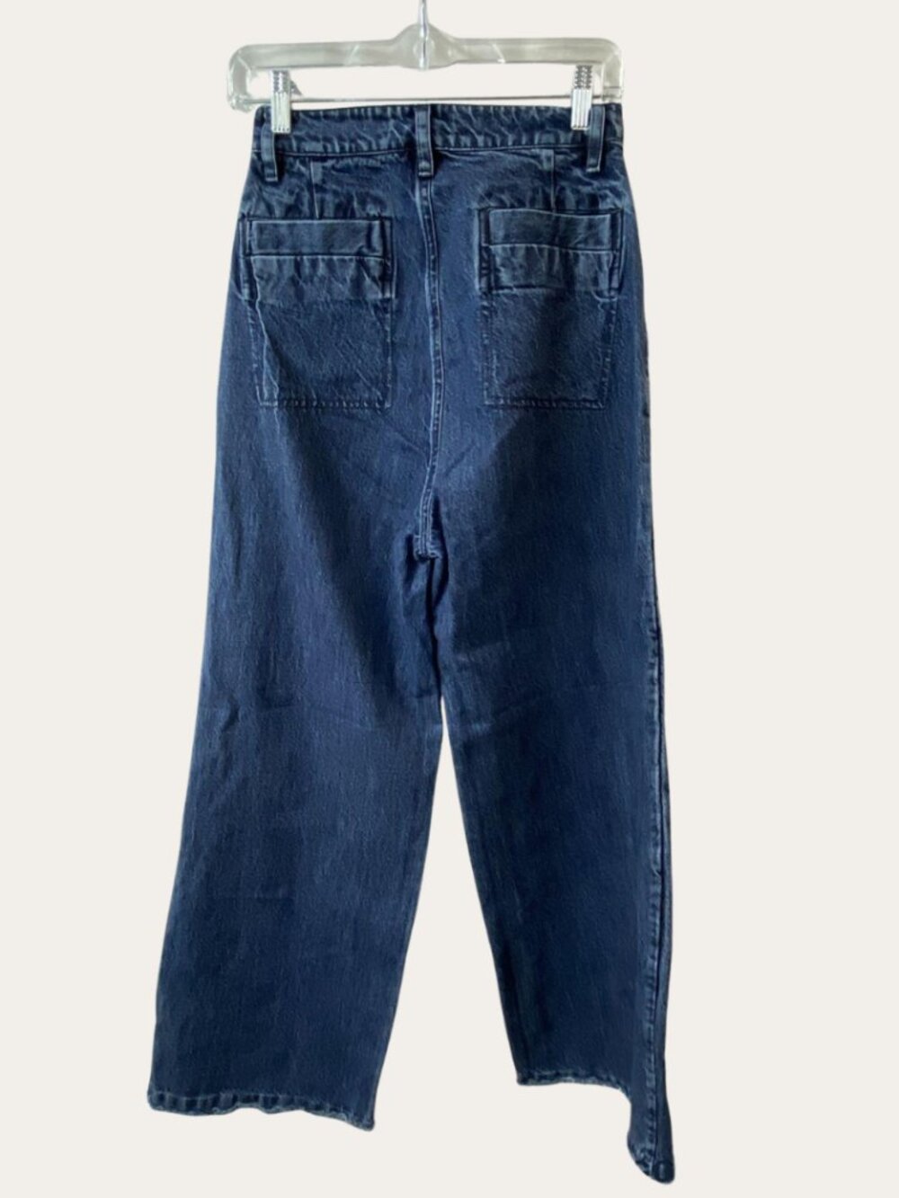 Maria Stanley Hank Pant Denim Wide Leg Jeans Frayed Hem High Rise Patch Pocket 8 - Picture 3 of 7